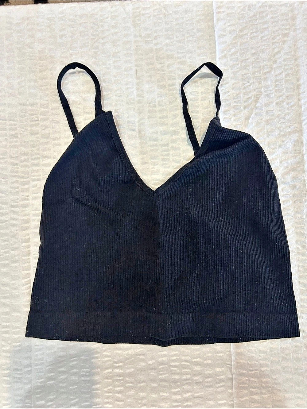 Seamless V-Neck Cami Black Bralette